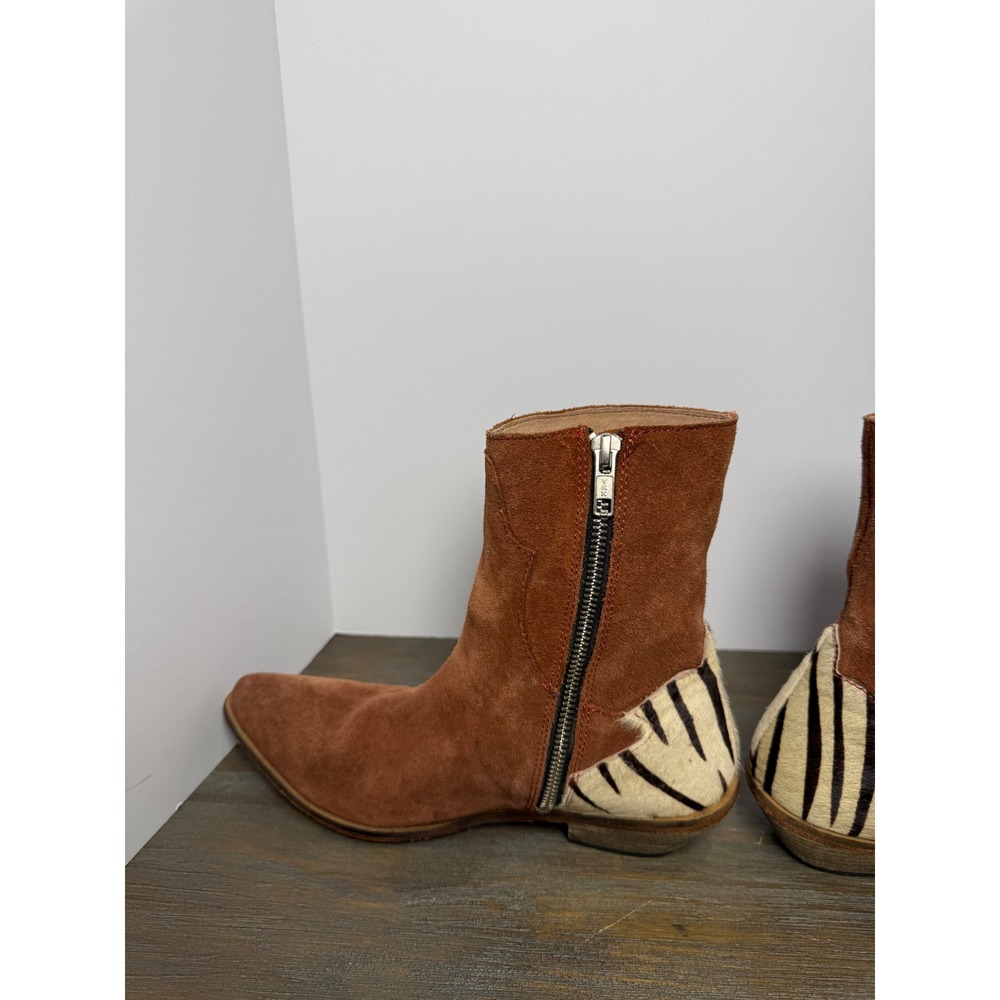Free People Last Outlaw Calf Hair Ankle Boots Zebra Western 37 / US 6.5 Boho - Picture 6 of 11